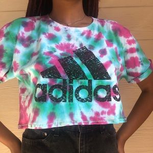 Custom tie-dyed Adidas crop top